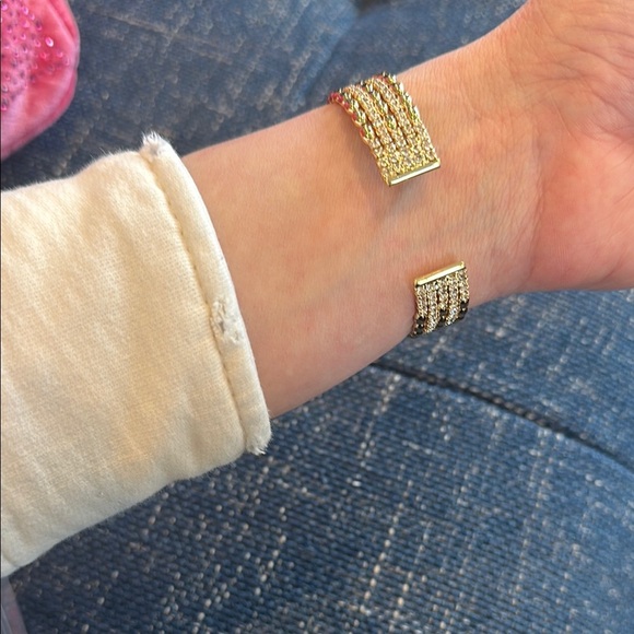 Gold Tone and Rhinestone Stretch Bracelet - Picture 2 of 3